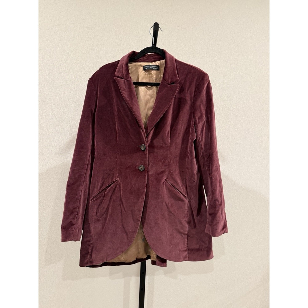 Peruvian‎ Connection Burgundy Blazer Velvet cotton blend Size 14 - Picture 2 of 7